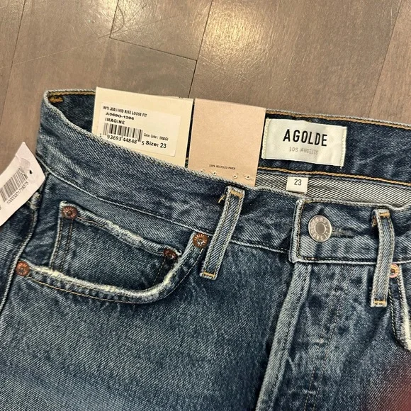 Agolde 90's Mid Rise Loose Fit Jeans-Size 23.  Imagine wash NWT! - Picture 2 of 5